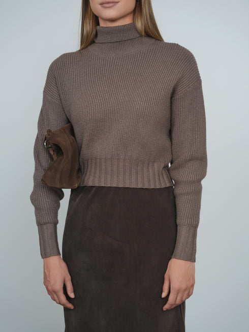 Point Chunky Knit Crew Sweater in Glacier
